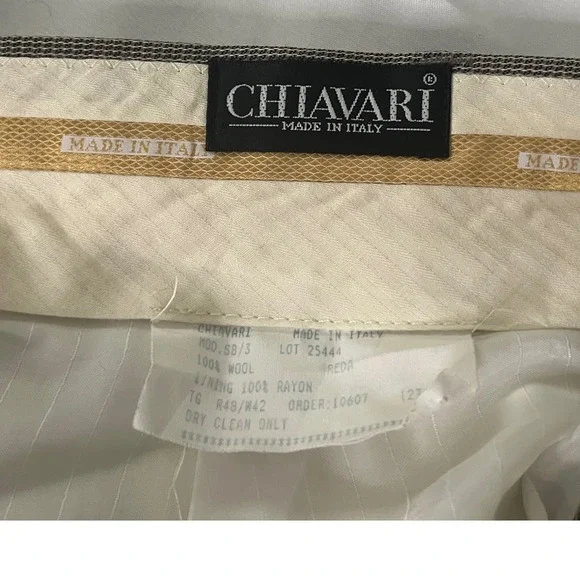 Chiavari Suit Mens 48R/42w Brown Tan 100% Wool 3 Button Made‎ in Italy